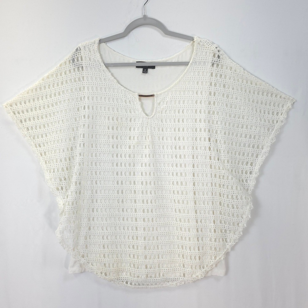NAÏF White Crochet Lace Poncho Top Boho Beach Cover Up‎ 2X Resortwear Festive